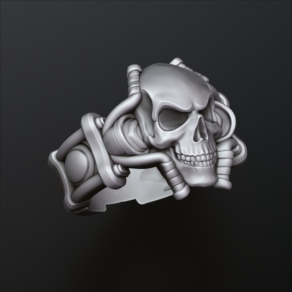 Skull Biker Ring 3D print model