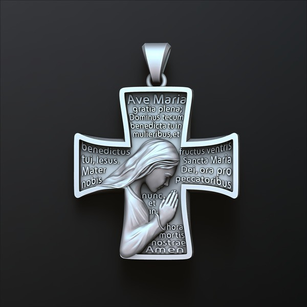 Praying Holy Mary 3D Print Model Pendant