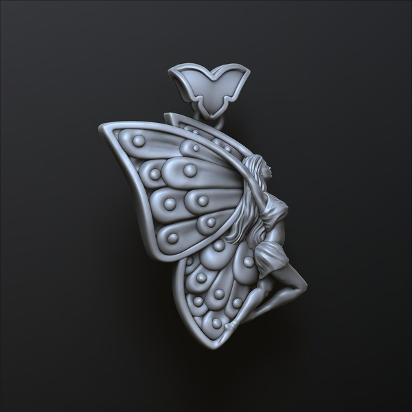 Girl Butterfly Pendant 3D print model