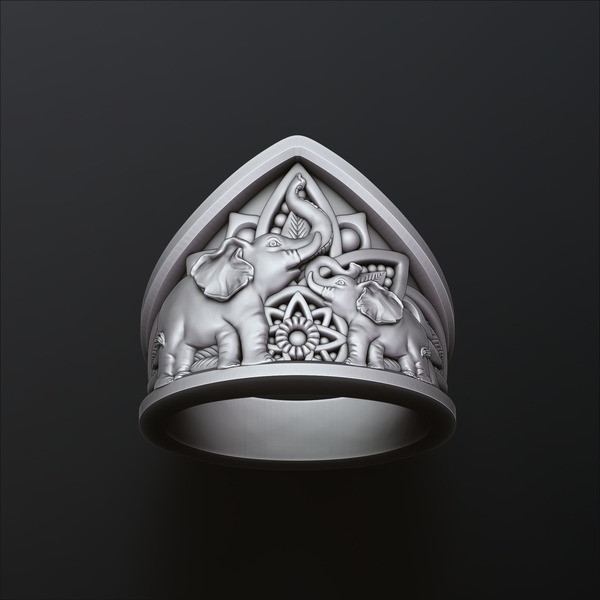 Elephant Mandala Ring 3D print model
