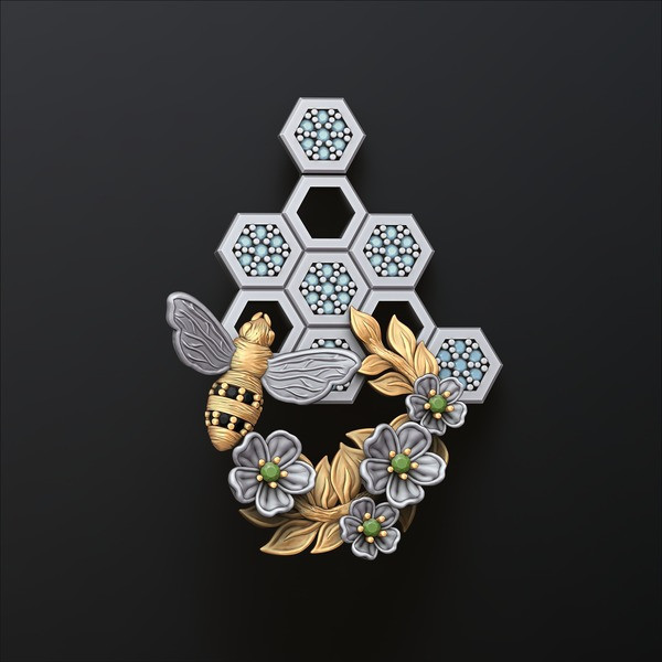 Bee Hive Pendant With Gems 3D print model