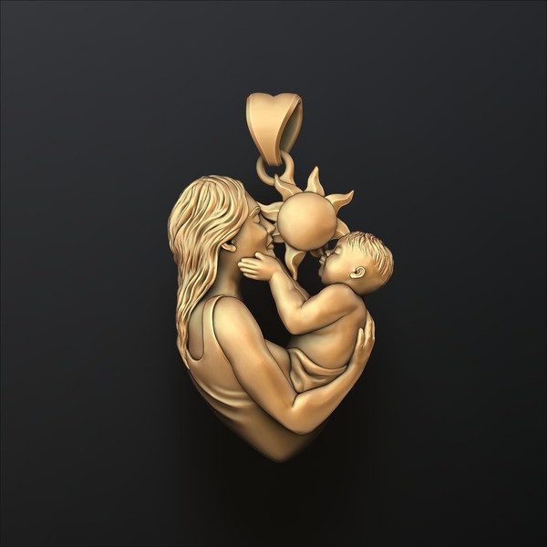 Mother Baby Pendant 3D print model