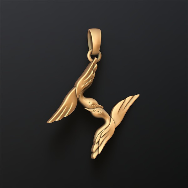 Bird Letter H Pendant 3D print model