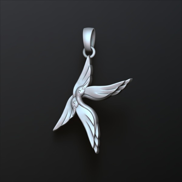 Bird Letter K Pendant 3D print model