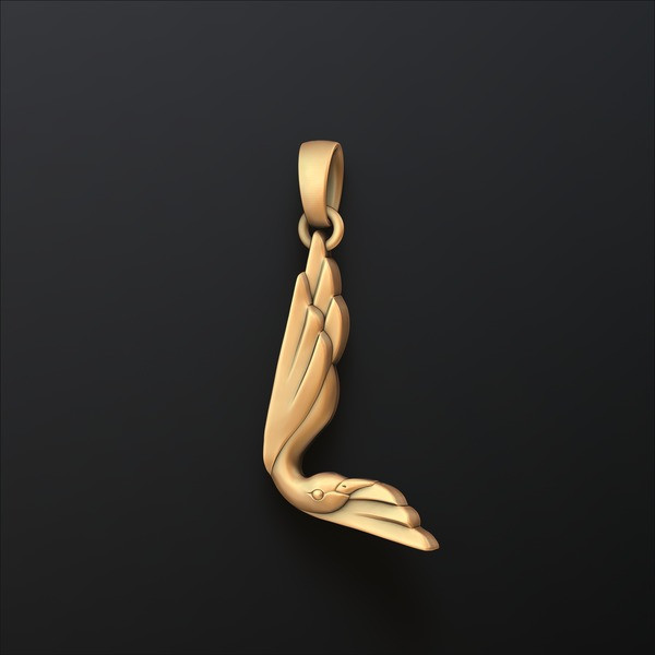 Bird Letter L Pendant 3D print model