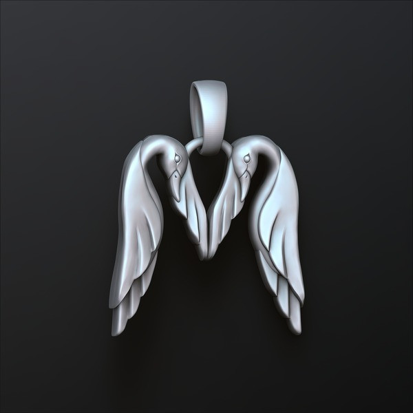 Bird Letter M Pendant 3D print model