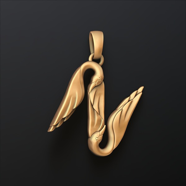 Bird Letter N Pendant 3D print model