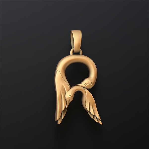 Bird Letter R Pendant 3D print model