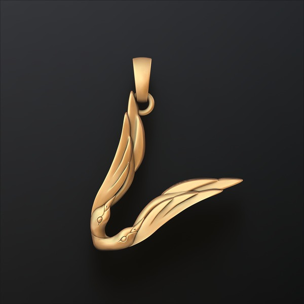 Bird Letter V Pendant 3D print model