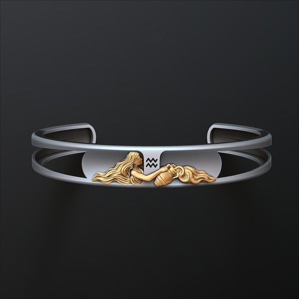 Zodiac Horoscope Aquarius Bracelet 3D print model