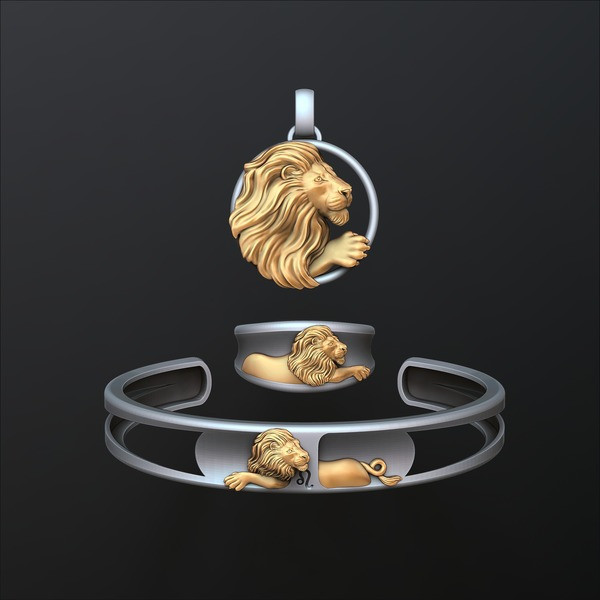 Zodiac Horoscope Leo ring pendant bracelet collection 3D print model