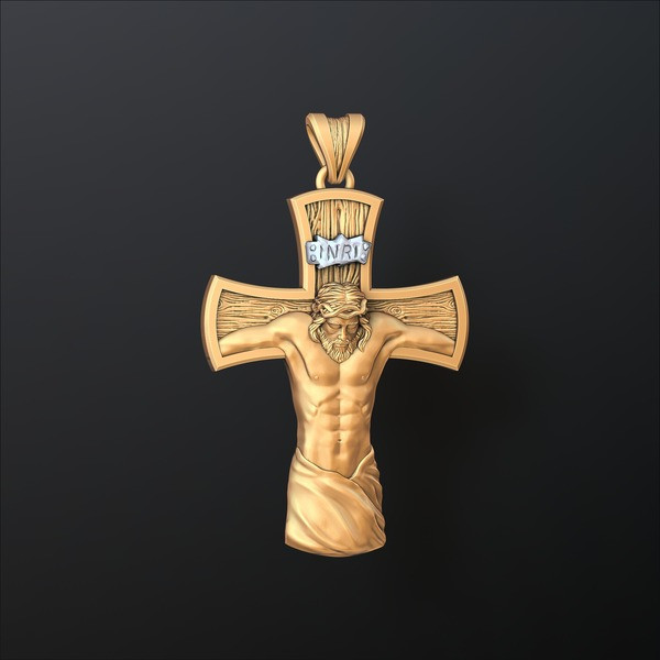 Jesus Crucifixion cross pendant 3D print model