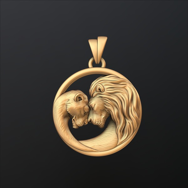 Lion Lioness Pendant 3D print model