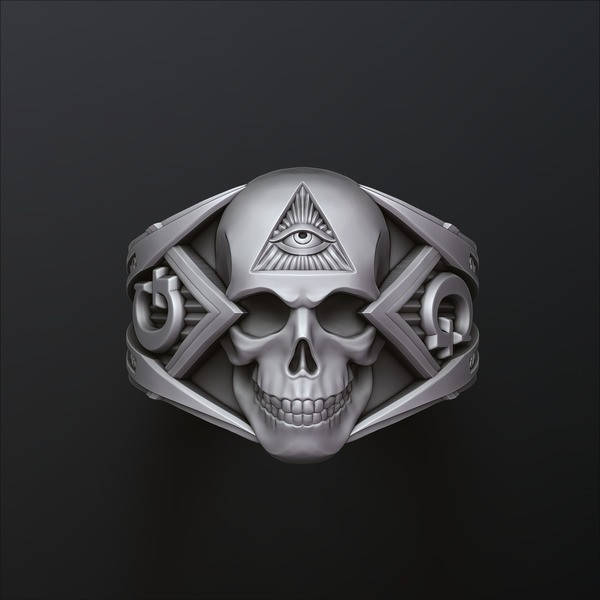 Skull Mason Ring 3D print model