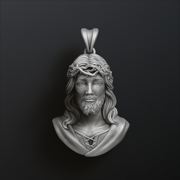 Jesus Christ Head With Thorns Pendant 3D print model