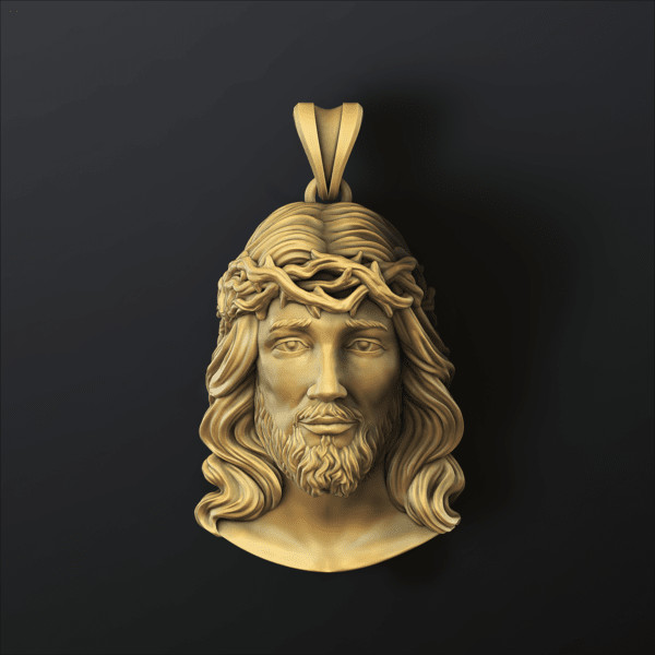Jesus Christ Head With Thorns Pendant v2 3D print model