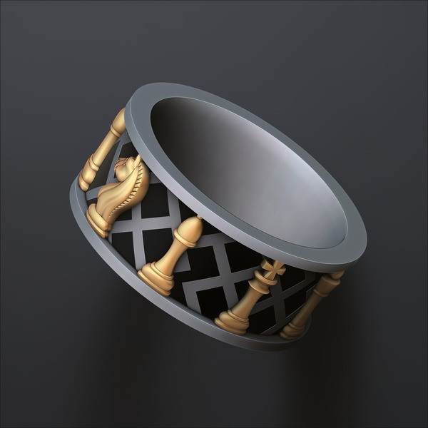 Jewelry Chess Ring With Enamel 3D print model