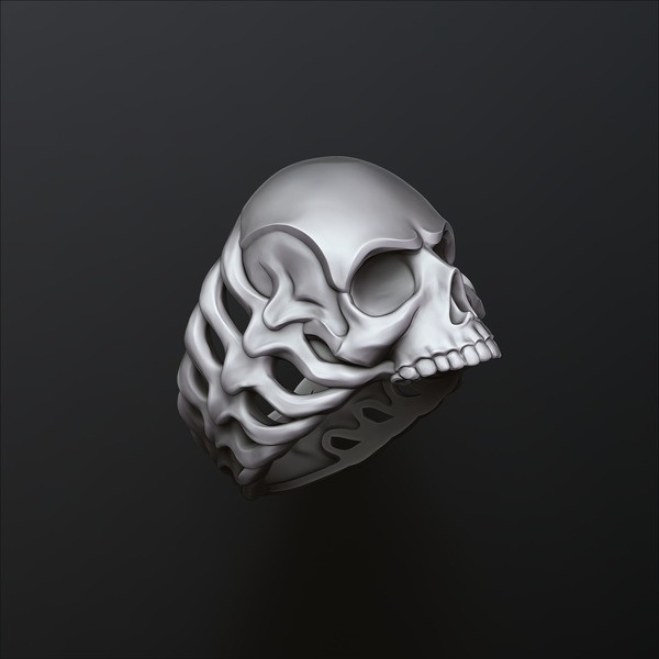 Skull skeleton ring 3D print model