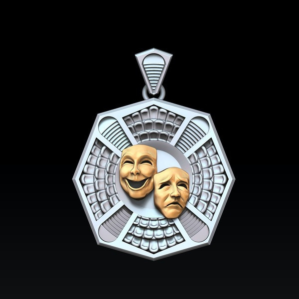 Theatre Mask Pendant 3D print model