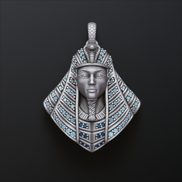 Pharaoh Pendant With Gems 3D print model