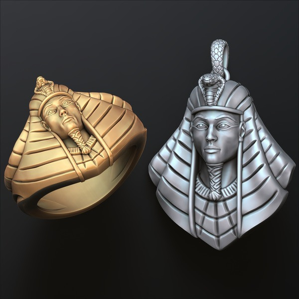 Pharaoh Pendant Ring Set 3D print models