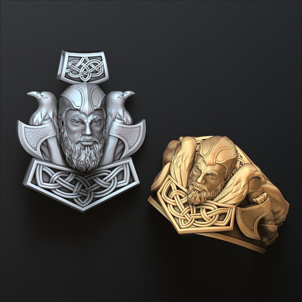 Viking Ring Pendant Collection Set 3D print models