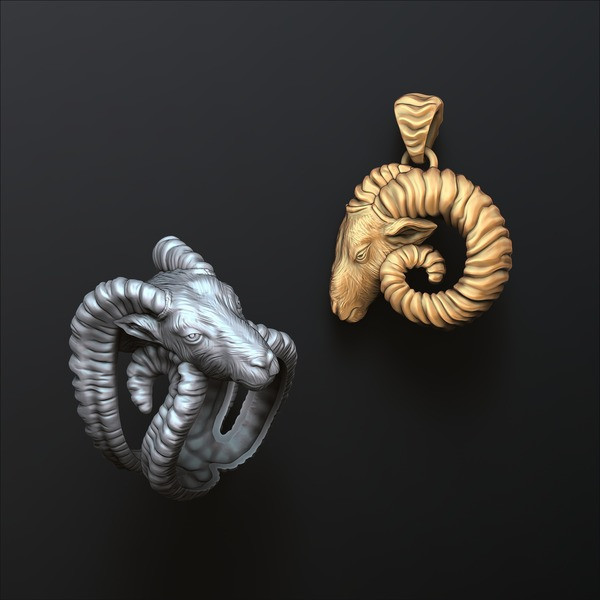 Aries Pendant Ring Collection Set 3D print models