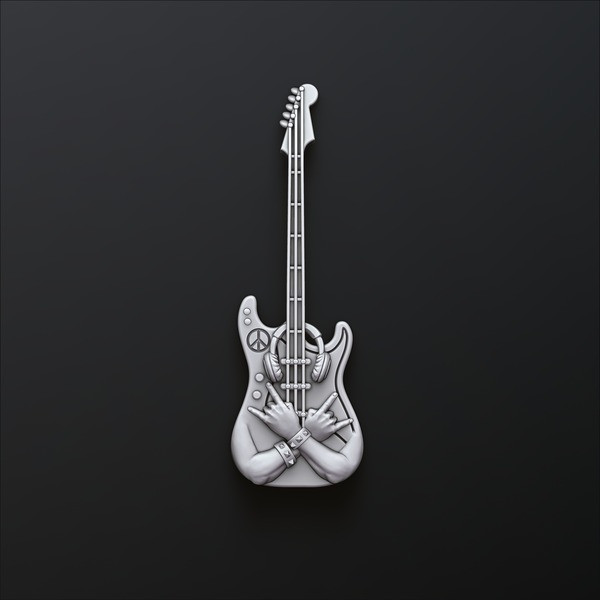 Rock N Roll Guitar Pendant 3D print model